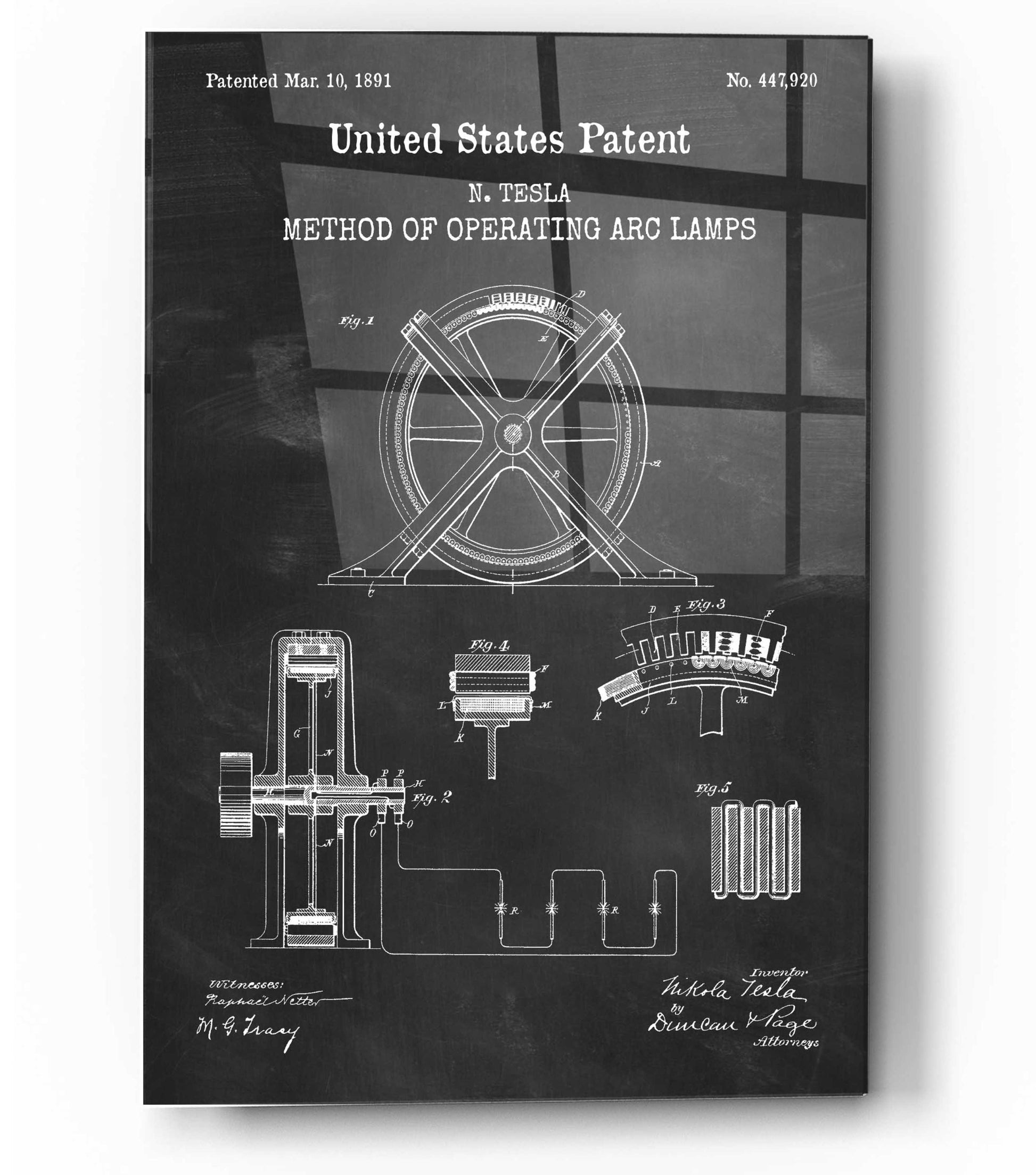 Epic Art 'Arc Lamps Blueprint Patent Chalkboard,' Acrylic Glass Wall Art,12x16