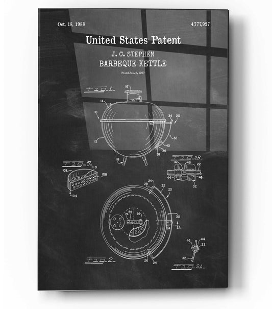 Epic Art 'Barbeque Kettle Blueprint Patent Chalkboard,' Acrylic Glass Wall Art