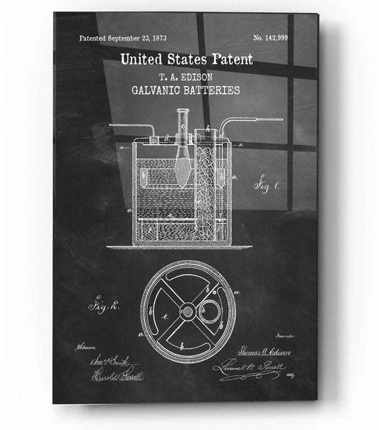 Epic Art 'Battery Blueprint Patent Chalkboard,' Acrylic Glass Wall Art