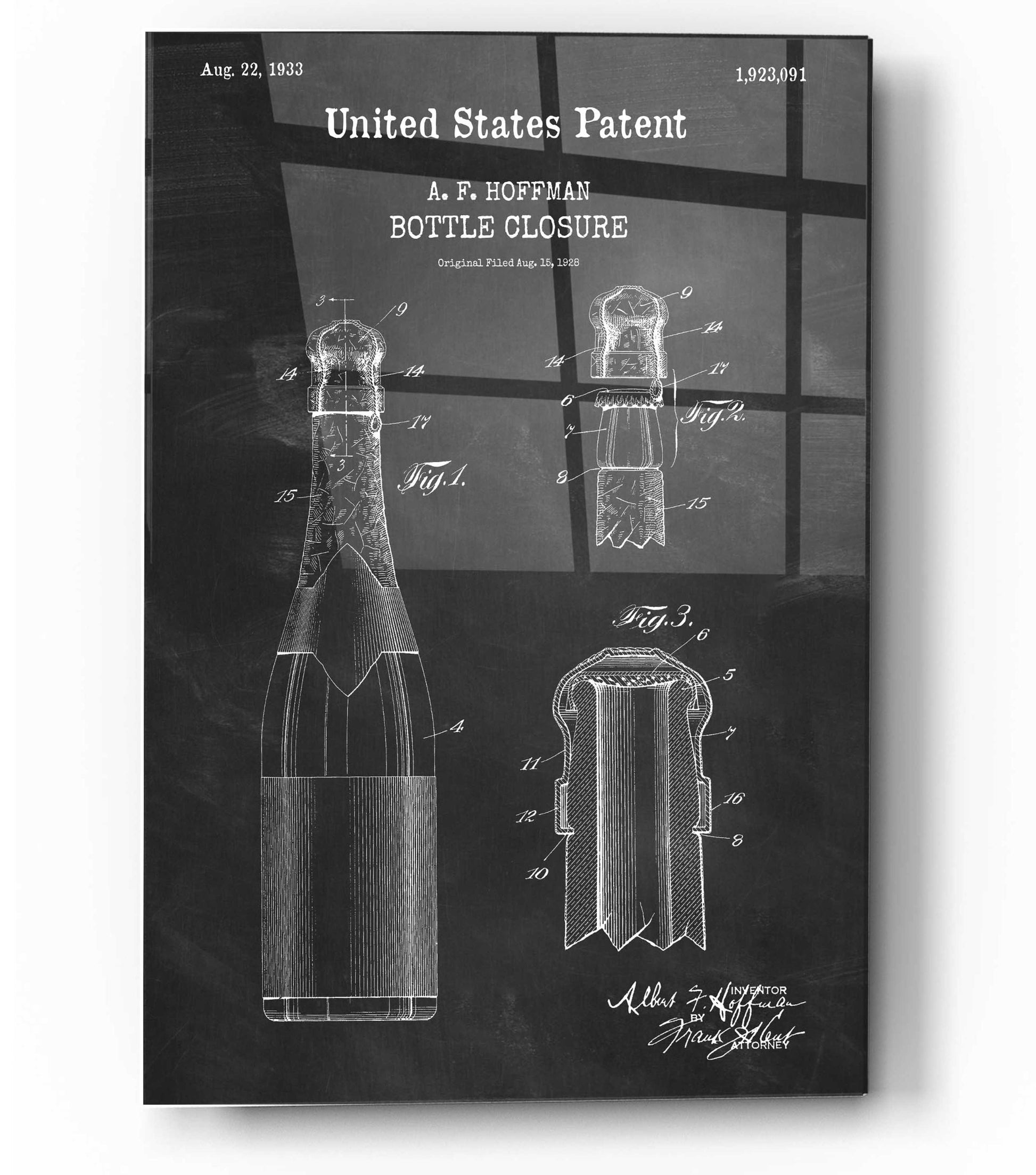 Epic Art 'Bottle Closure Blueprint Patent Chalkboard,' Acrylic Glass Wall Art,12x16