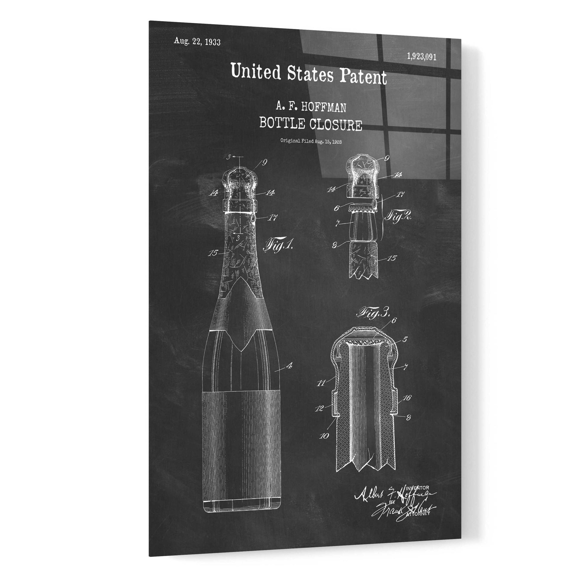 Epic Art 'Bottle Closure Blueprint Patent Chalkboard,' Acrylic Glass Wall Art,16x24