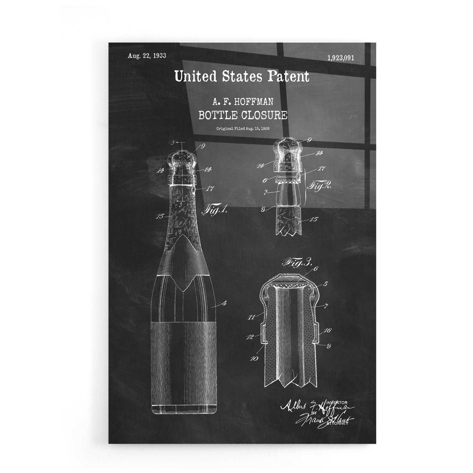 Epic Art 'Bottle Closure Blueprint Patent Chalkboard,' Acrylic Glass Wall Art,16x24