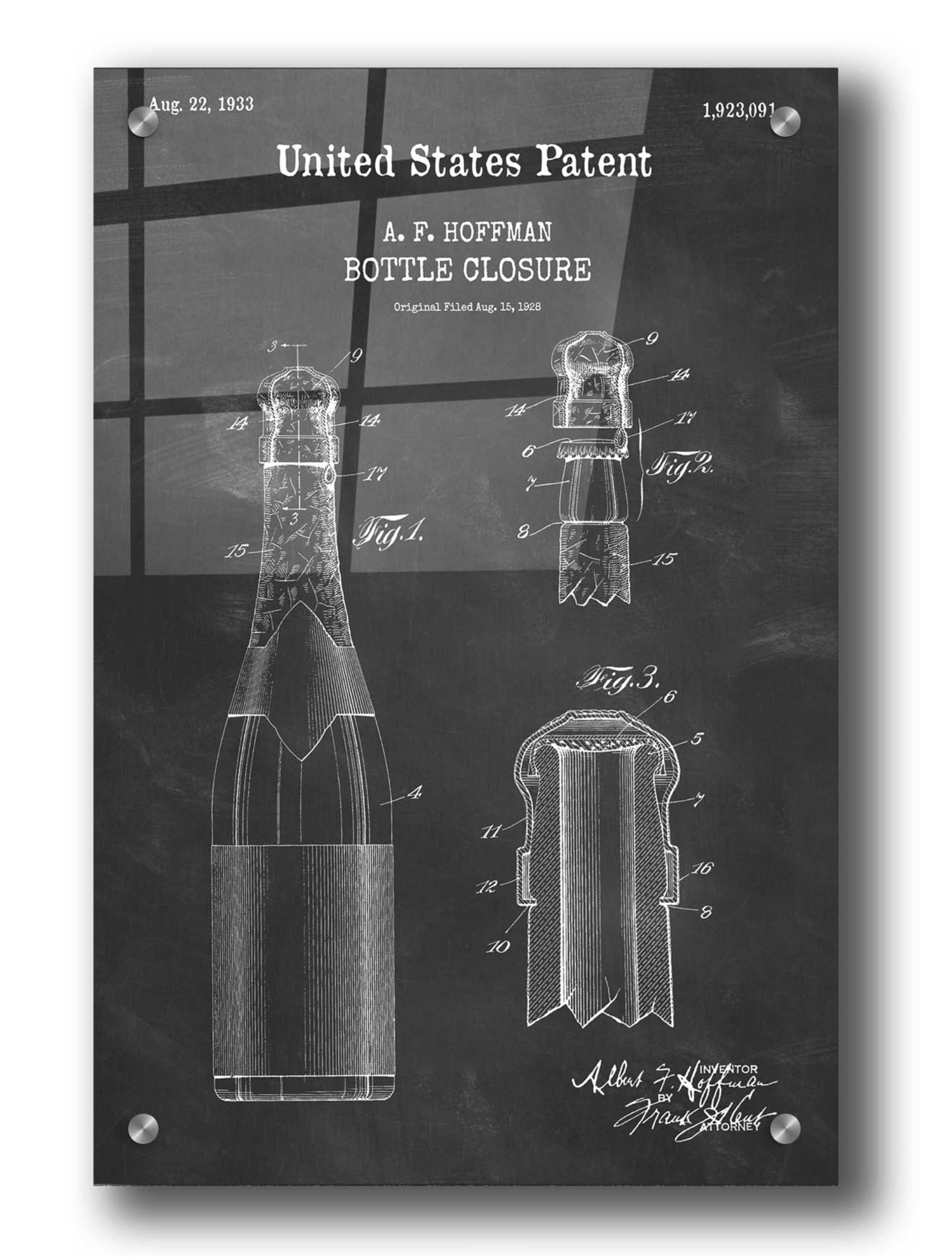 Epic Art 'Bottle Closure Blueprint Patent Chalkboard,' Acrylic Glass Wall Art,24x36