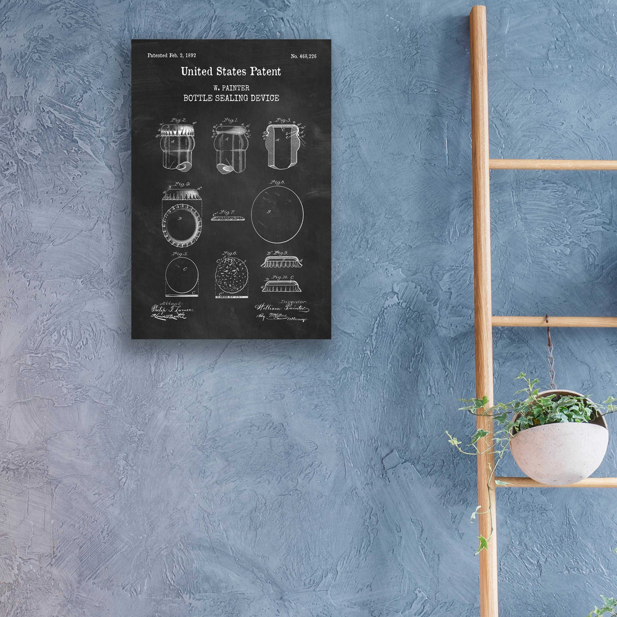 Epic Art 'Bottle Sealing Blueprint Patent Chalkboard,' Acrylic Glass Wall Art,16x24
