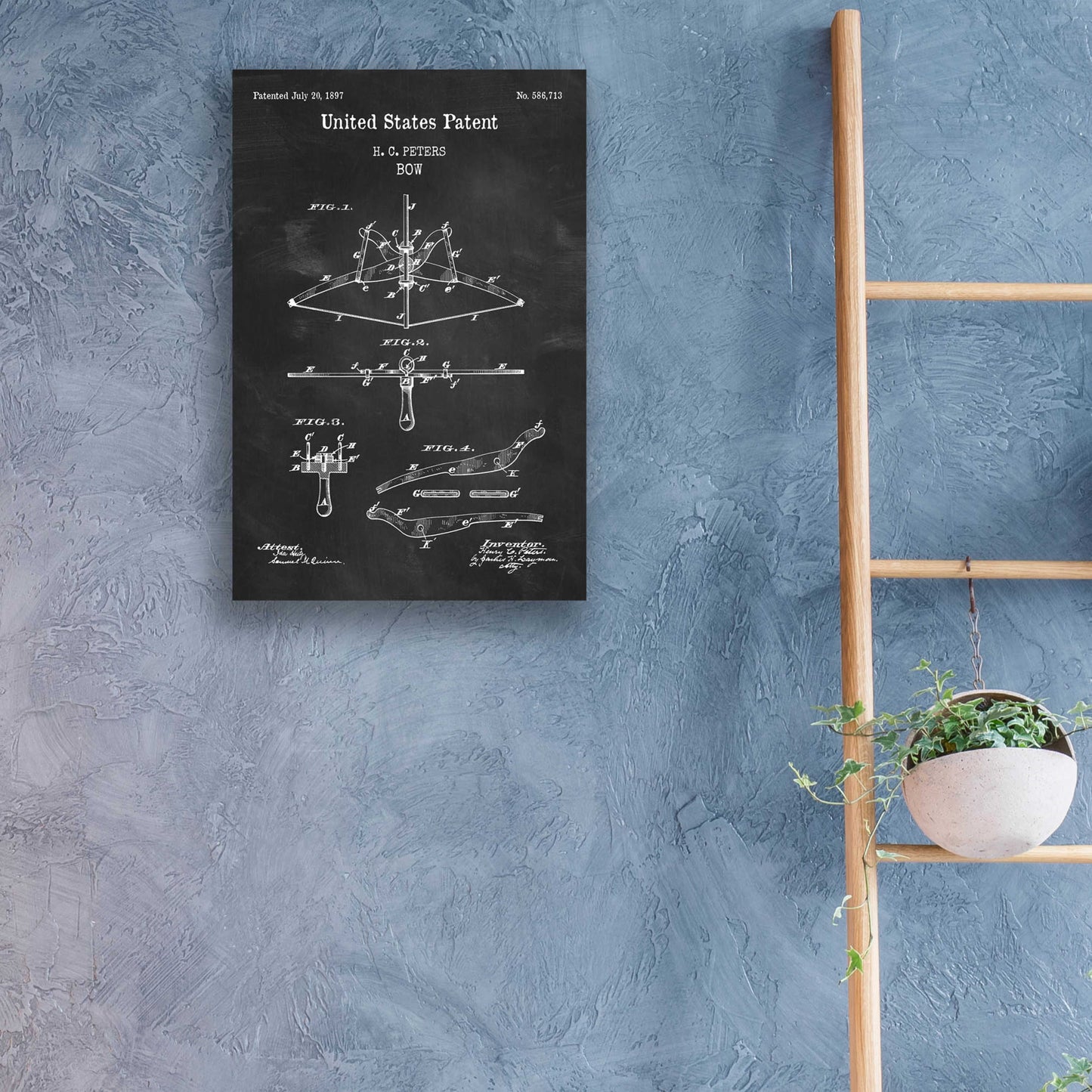 Epic Art 'Bow Blueprint Patent Chalkboard,' Acrylic Glass Wall Art,16x24