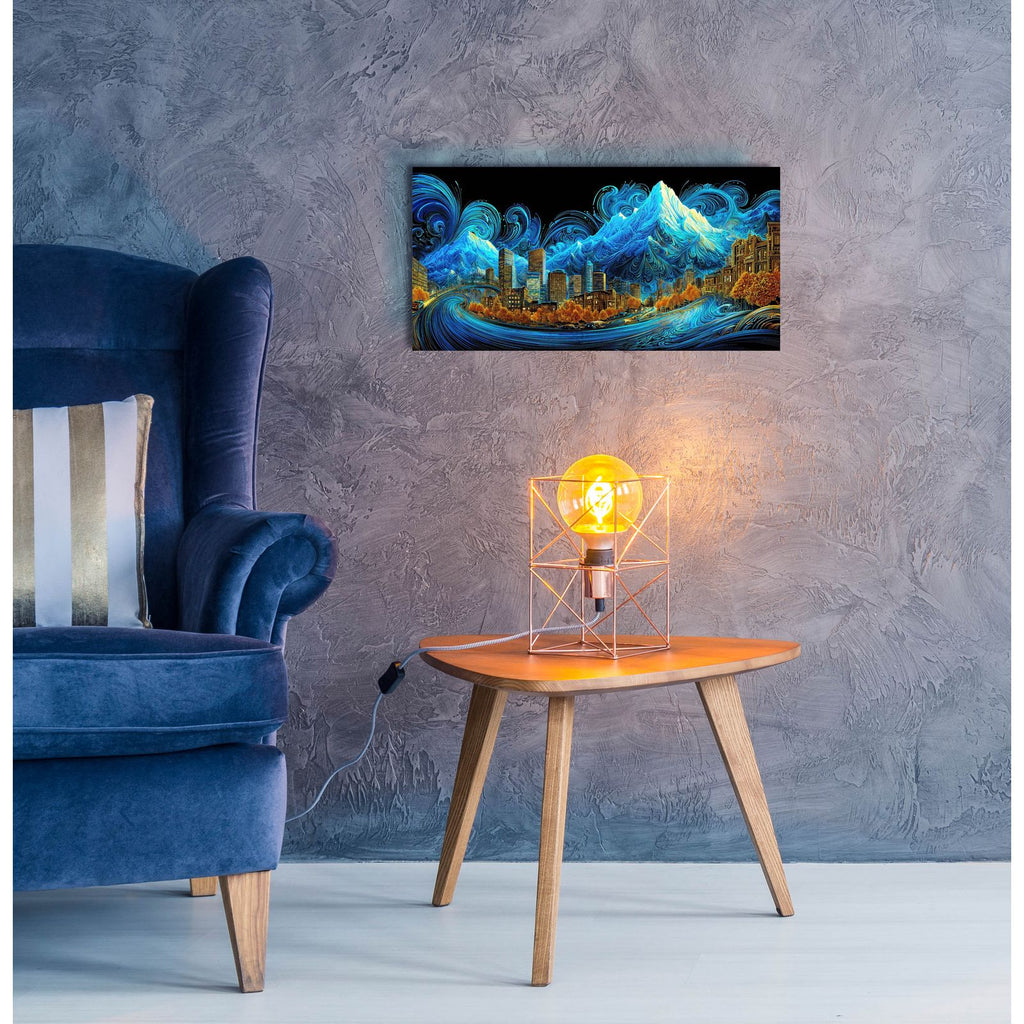 Waves Of Light Over Denver 2 by Ann Klee - 24x12 acrylic wall art in a room