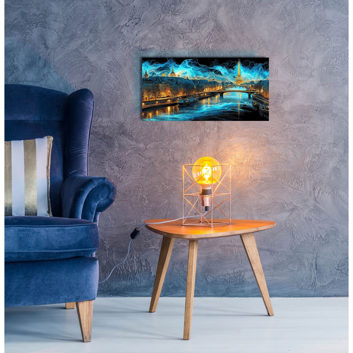 Waves Of Light Over Paris by Ann Klee - 24x12 acrylic wall art in a room
