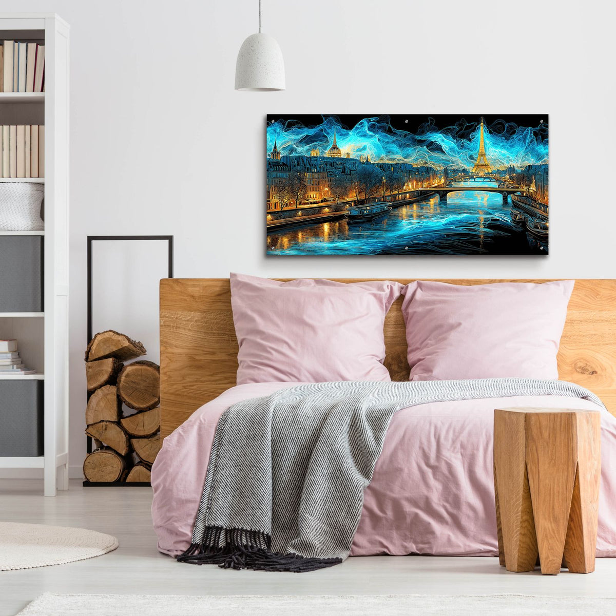 Waves Of Light Over Paris by Ann Klee - 48x24 acrylic wall art in a room