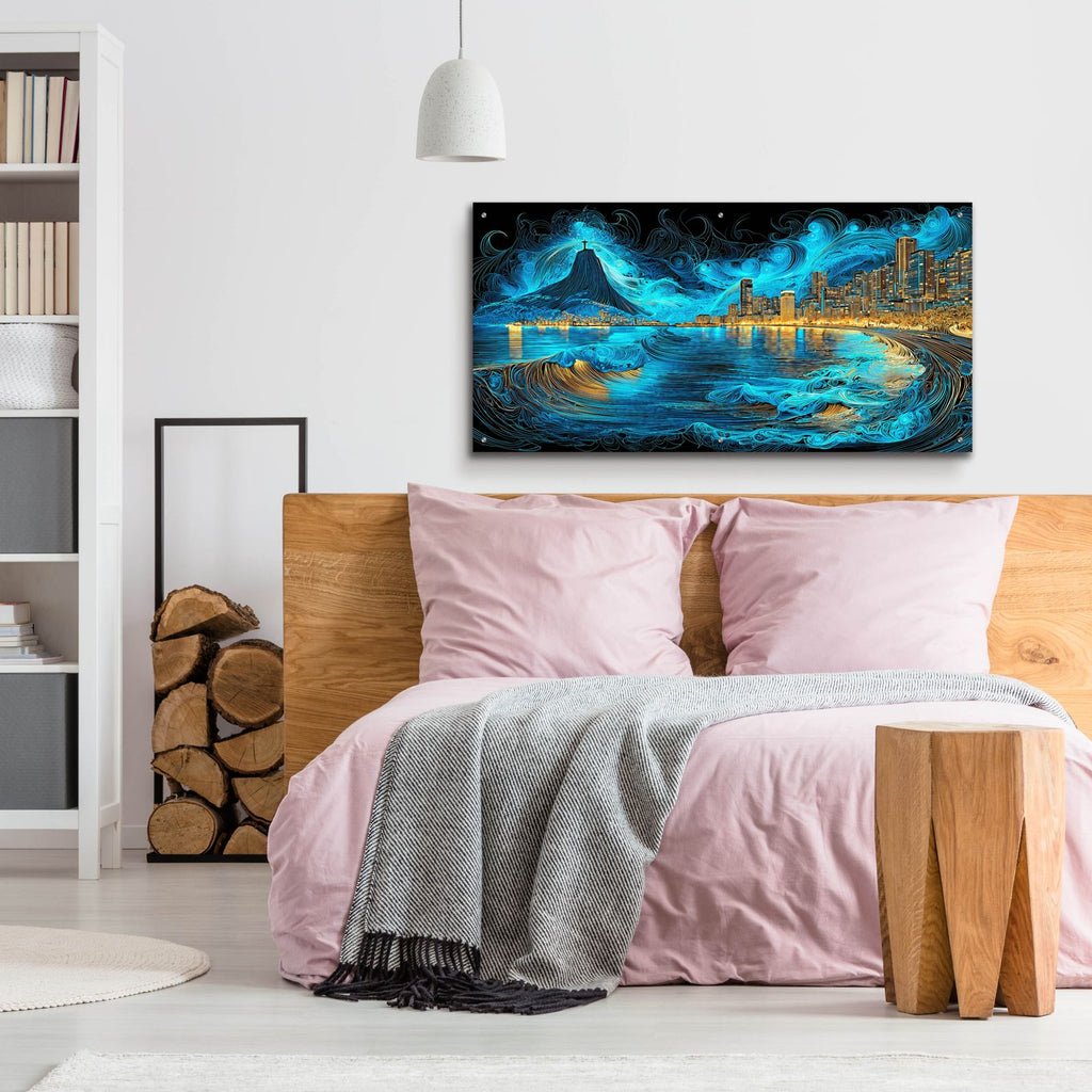 Waves Of Light Over Rio De Janeiro by Ann Klee - 48x24 acrylic wall art in a room