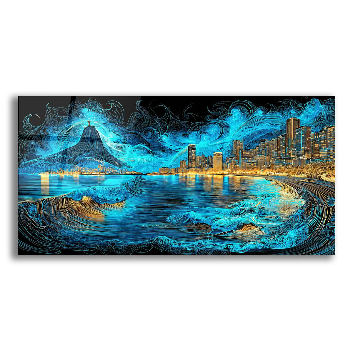 Waves Of Light Over Rio De Janeiro by Ann Klee acrylic glass wall art