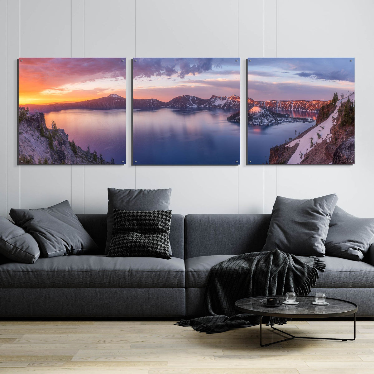 Epic Art 'Volcanic Sunset' by Darren White, Acrylic Glass Wall Art, 3 Piece Set,108x36