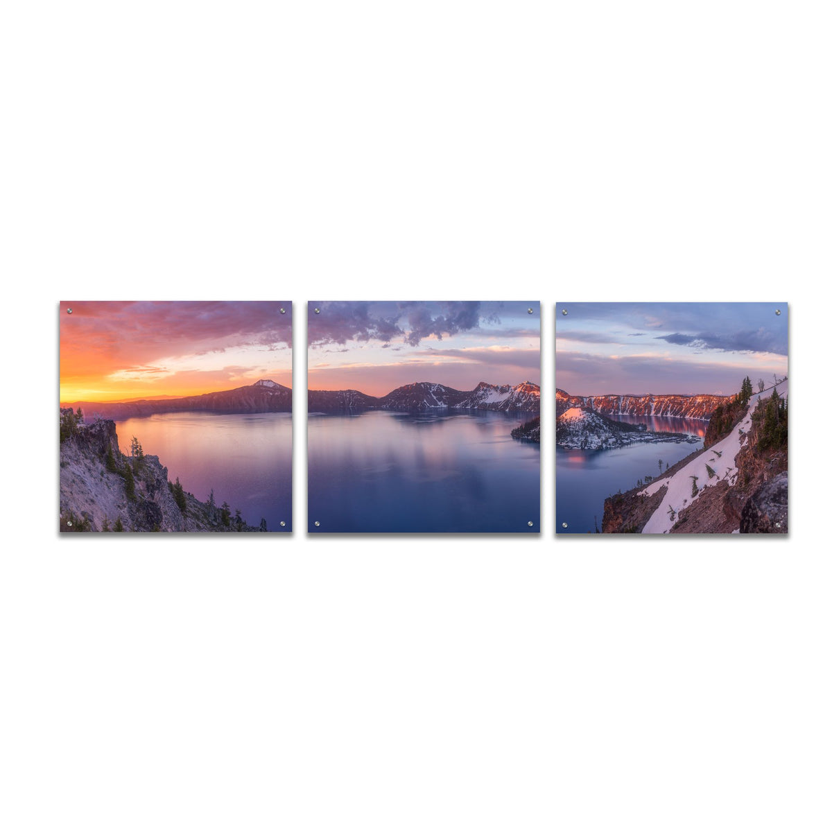 Epic Art 'Volcanic Sunset' by Darren White, Acrylic Glass Wall Art, 3 Piece Set