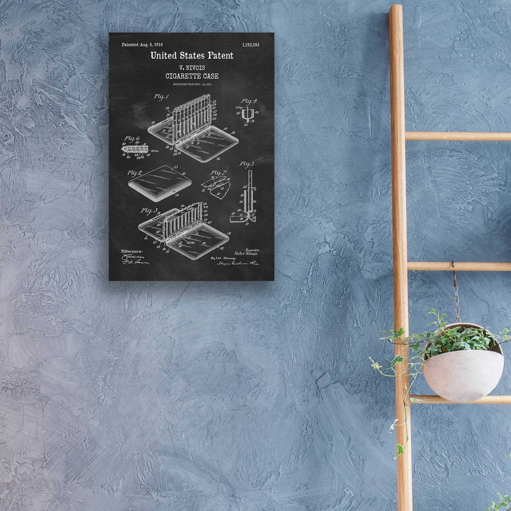 Epic Art 'Cigarette Case Blueprint Patent Chalkboard,' Acrylic Glass Wall Art,16x24