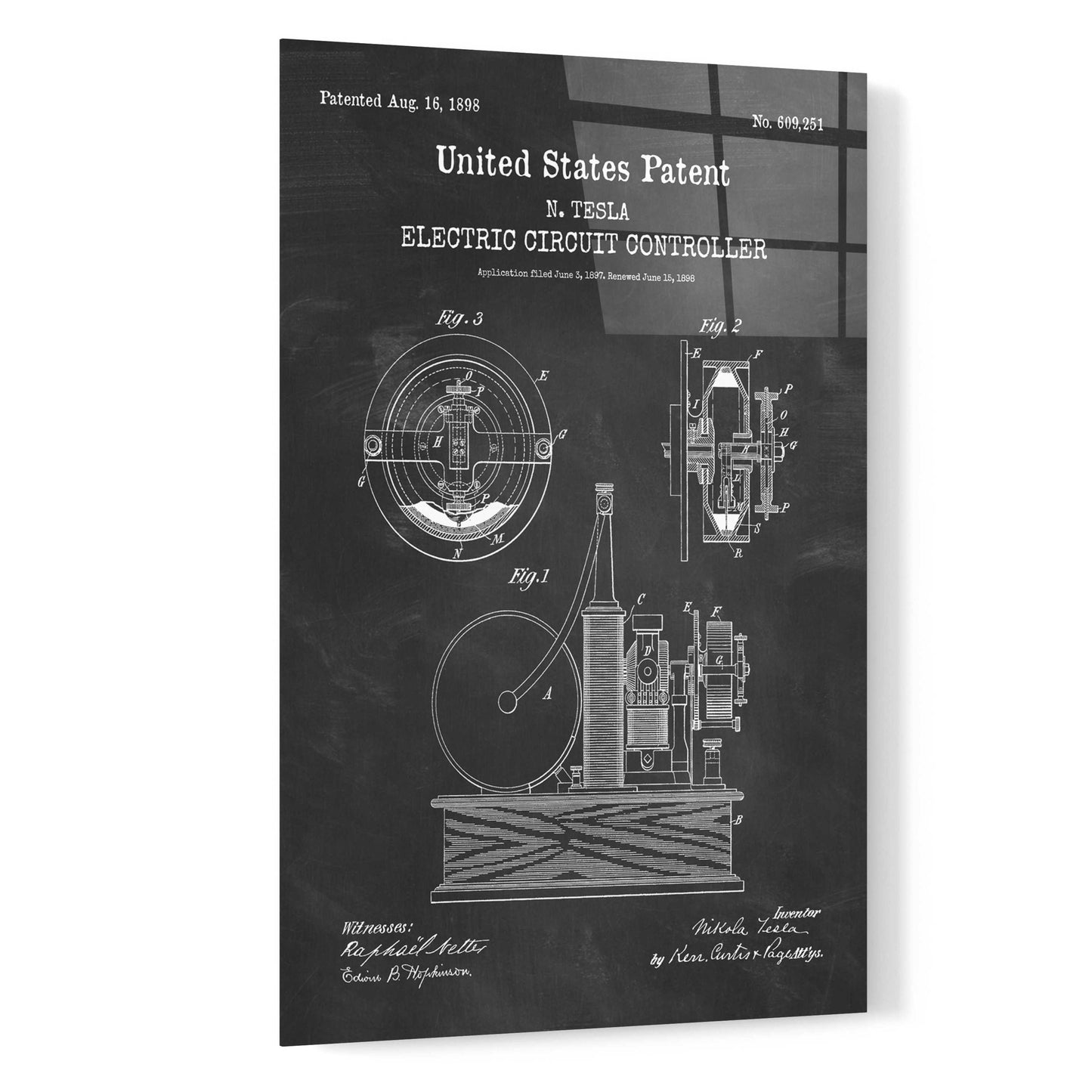 Epic Art 'Circuit Controller Blueprint Patent Chalkboard,' Acrylic Glass Wall Art,16x24