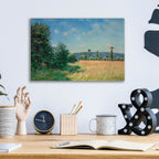 Sahurs Meadows In Morning Sun by Alfred Sisley - 16x12 acrylic wall art in a room
