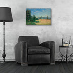 Sahurs Meadows In Morning Sun by Alfred Sisley - 24x16 acrylic wall art in a room