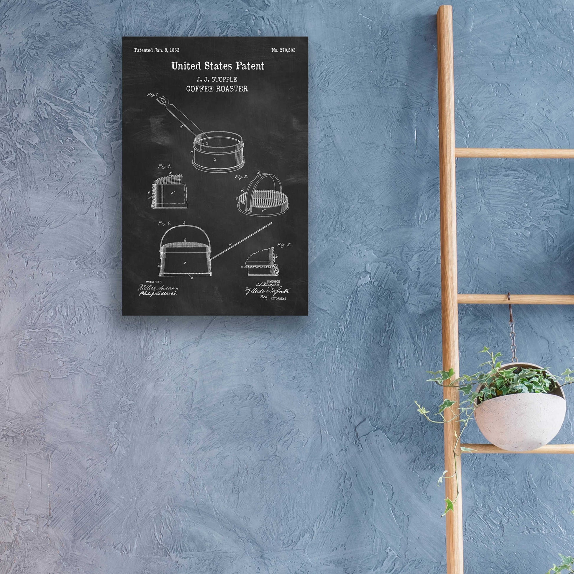 Epic Art 'Coffee Roaster Blueprint Patent Chalkboard,' Acrylic Glass Wall Art,16x24