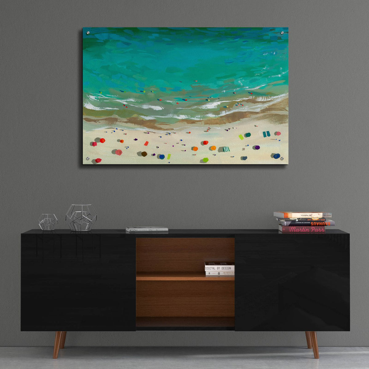 Aerial Beach by Brook Page - 36x24 acrylic wall art in a room
