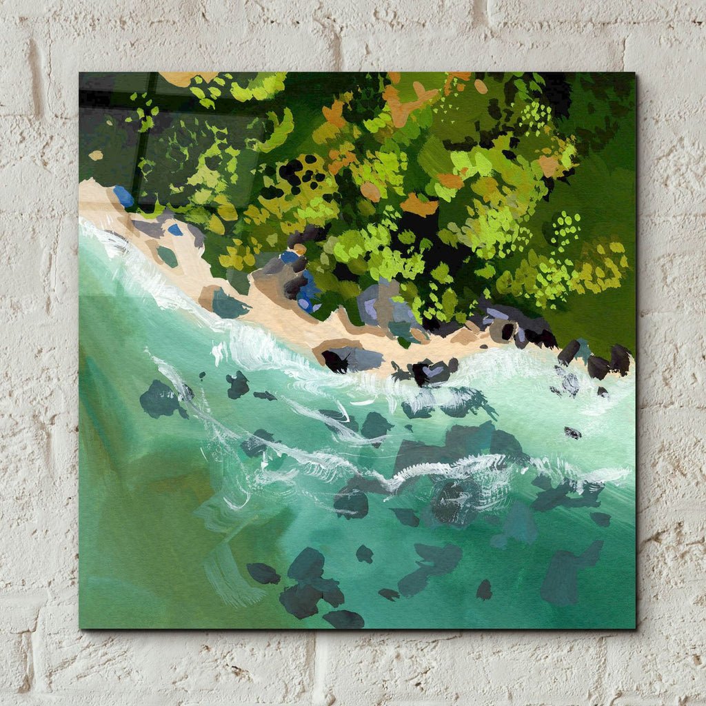 Aerial Rocky Coast by Brook Page - 12x12 acrylic wall art in a room