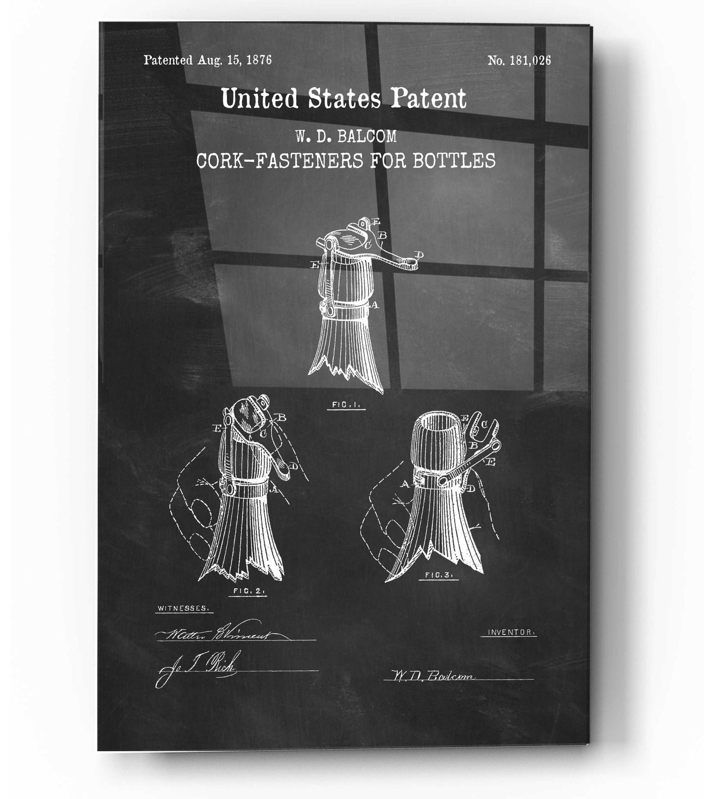 Epic Art 'Cork Fastener Blueprint Patent Chalkboard,' Acrylic Glass Wall Art,12x16
