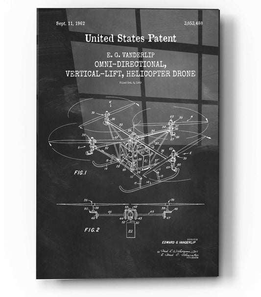 Epic Art 'Drone Blueprint Patent Chalkboard,' Acrylic Glass Wall Art
