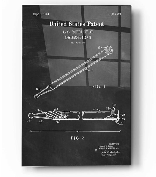 Epic Art 'Drumsticks, 1964 Blueprint Patent Chalkboard,' Acrylic Glass Wall Art