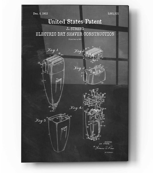 Epic Art 'Dry Shaver Blueprint Patent Chalkboard,' Acrylic Glass Wall Art