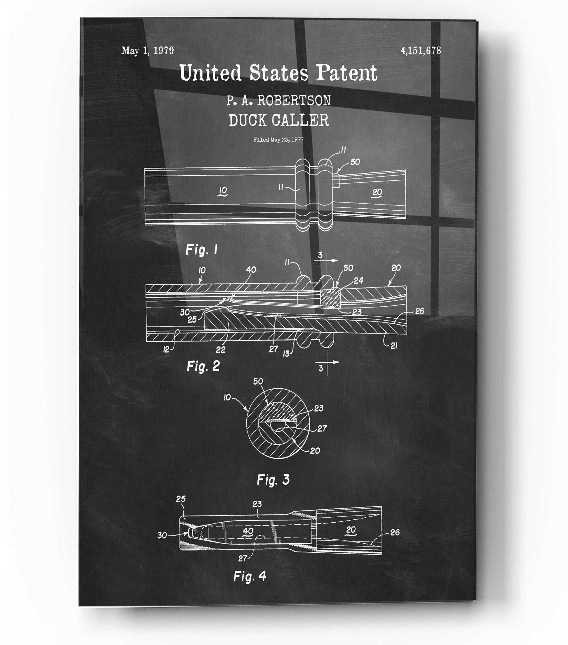Epic Art 'Duck Caller Blueprint Patent Chalkboard,' Acrylic Glass Wall Art,12x16