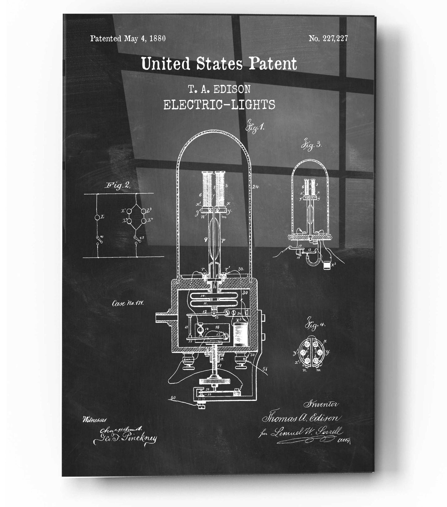 Epic Art 'Electric Lights Blueprint Patent Chalkboard,' Acrylic Glass Wall Art,12x16