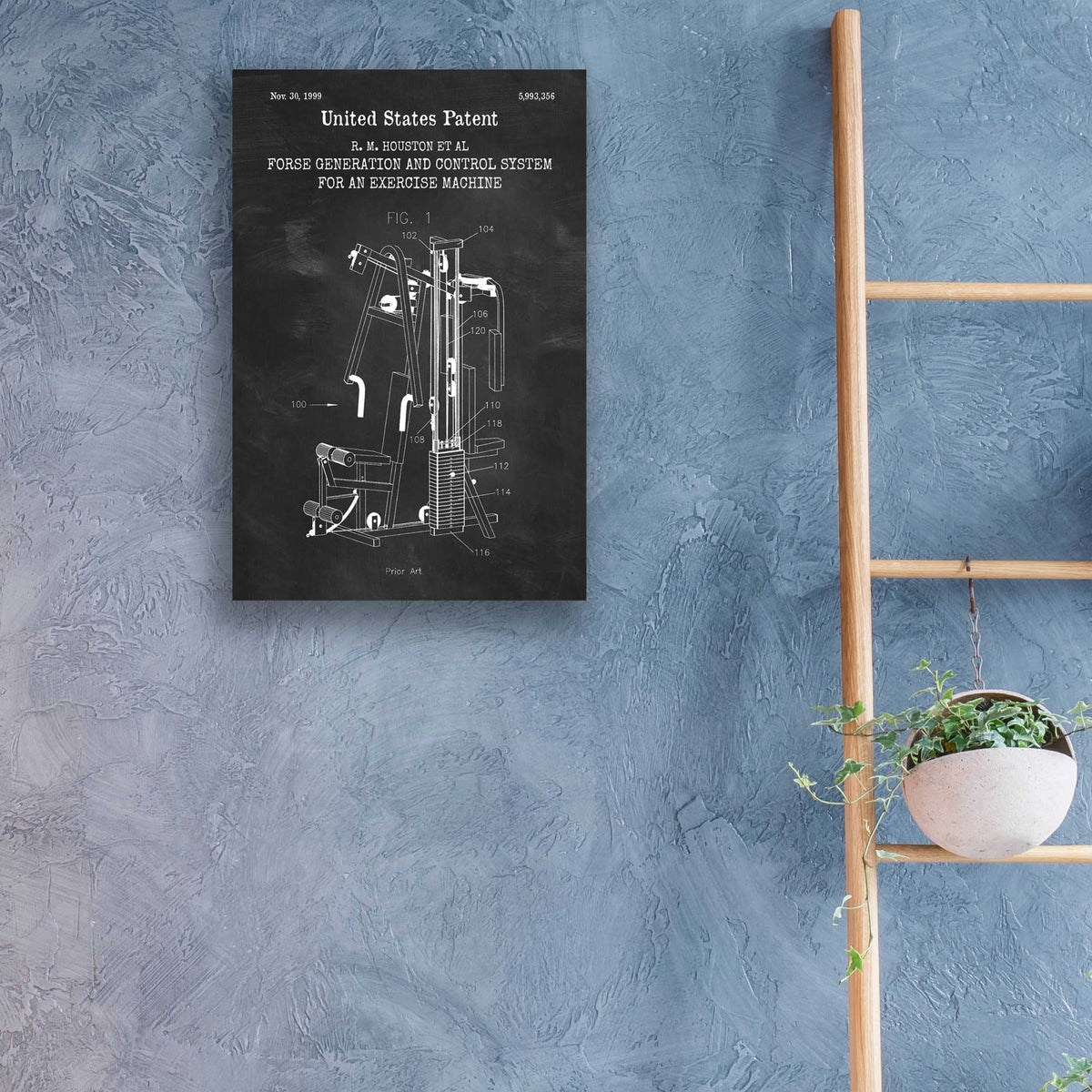Epic Art 'Exercise Blueprint Patent Chalkboard,' Acrylic Glass Wall Art,16x24