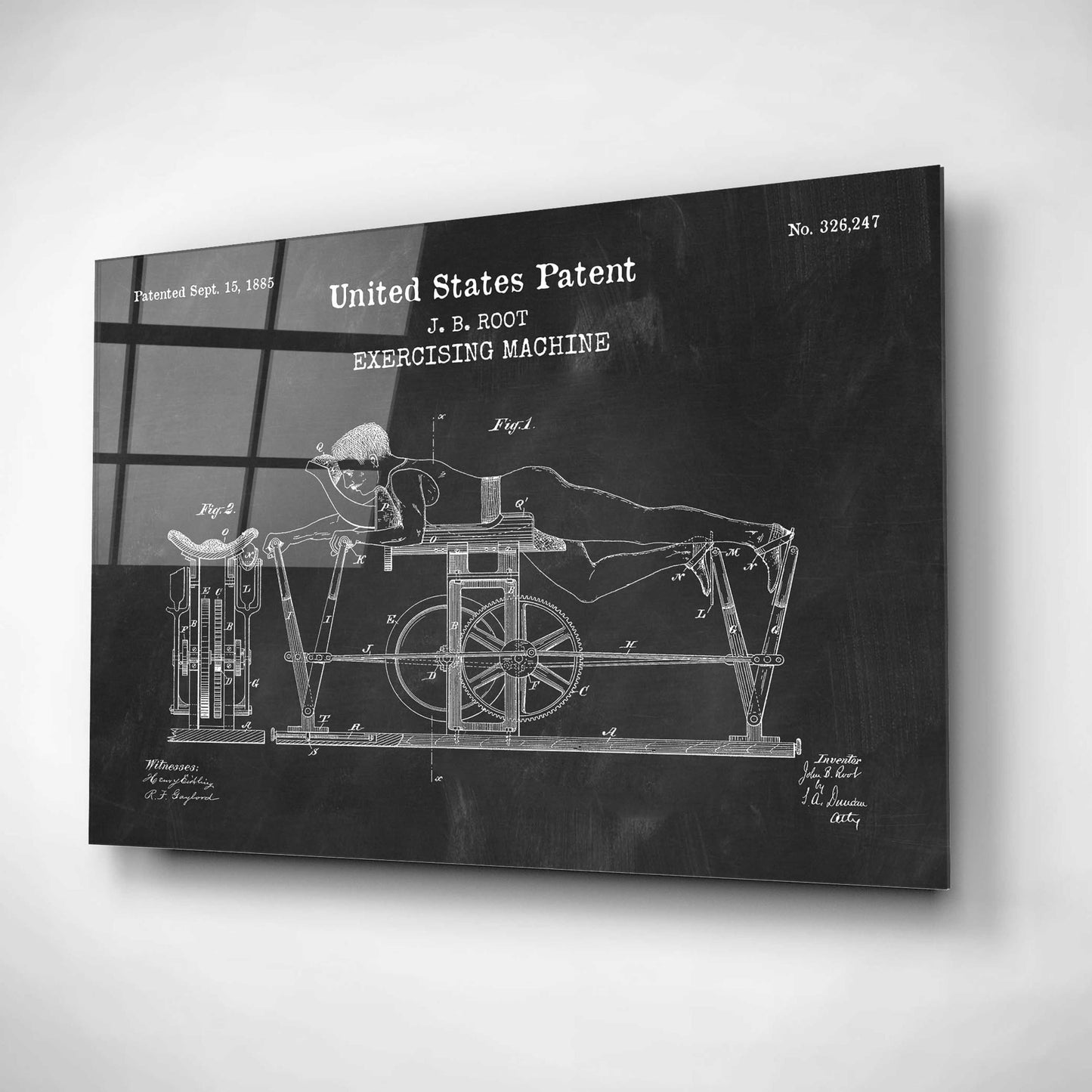 Epic Art 'Exercising Machine Blueprint Patent Chalkboard,' Acrylic Glass Wall Art,16x12