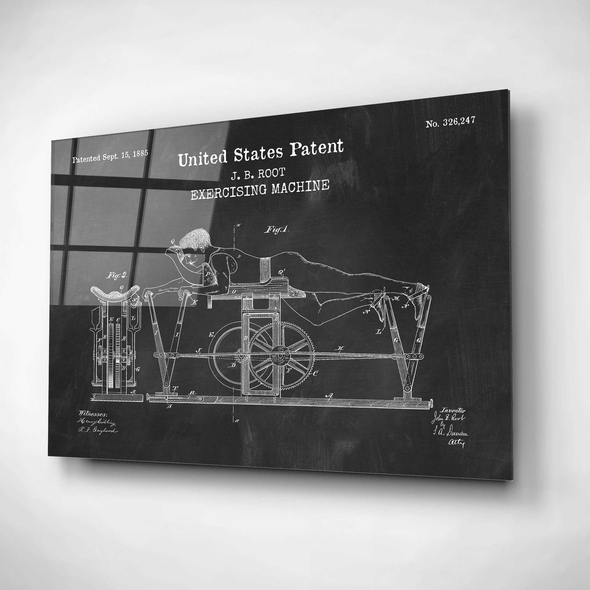 Epic Art 'Exercising Machine Blueprint Patent Chalkboard,' Acrylic Glass Wall Art,24x16