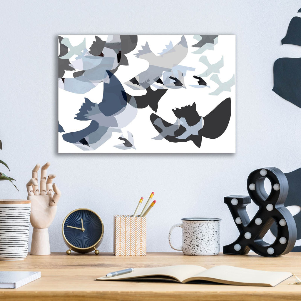 Collaged Birds 4 by Cartissi - 16x12 acrylic wall art in a room
