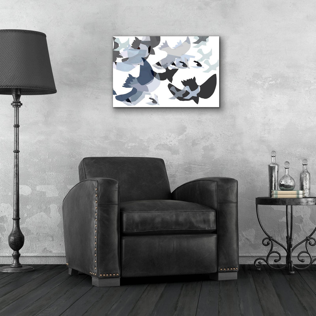 Collaged Birds 4 by Cartissi - 24x16 acrylic wall art in a room