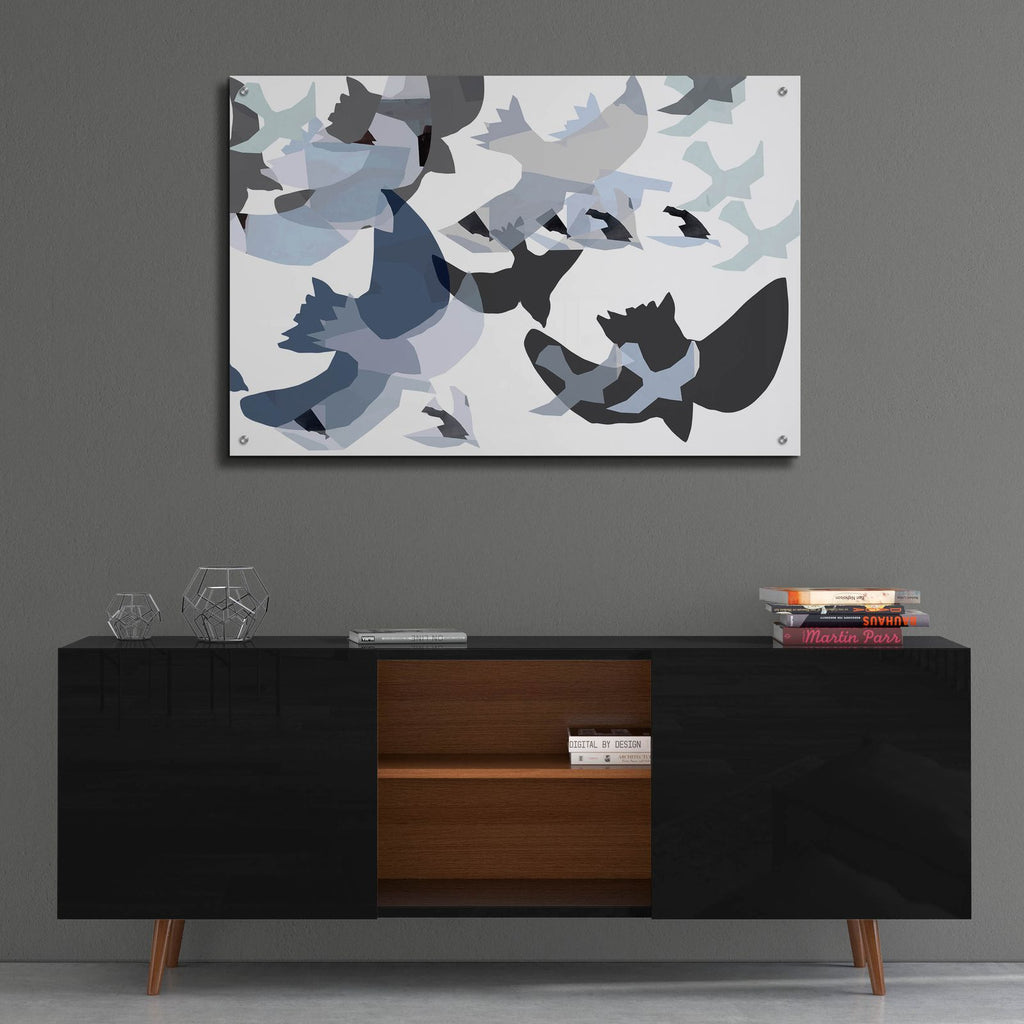 Collaged Birds 4 by Cartissi - 36x24 acrylic wall art in a room