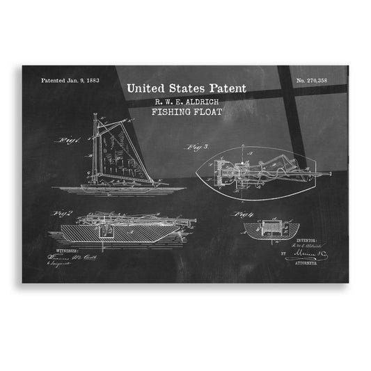 Epic Art 'Fishing Boat Blueprint Patent Chalkboard,' Acrylic Glass Wall Art