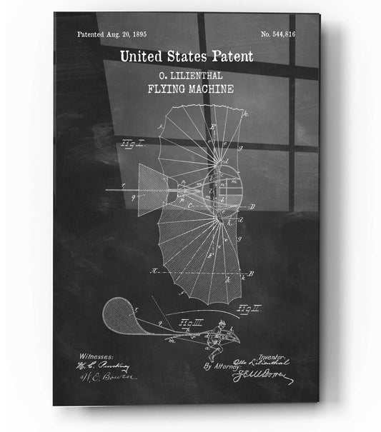 Epic Art 'Flying Machine Blueprint Patent Chalkboard,' Acrylic Glass Wall Art