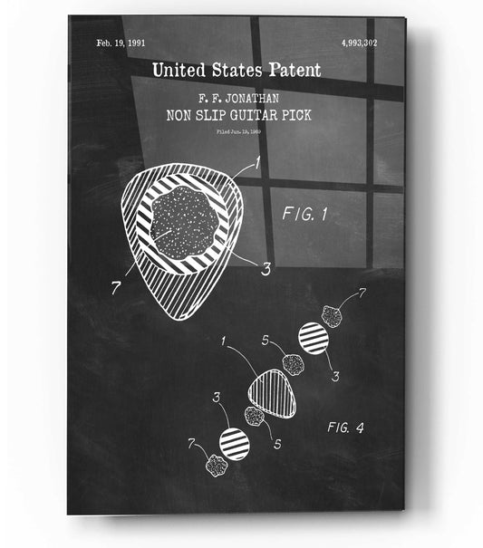 Epic Art 'Guitar Pick Blueprint Patent Chalkboard,' Acrylic Glass Wall Art