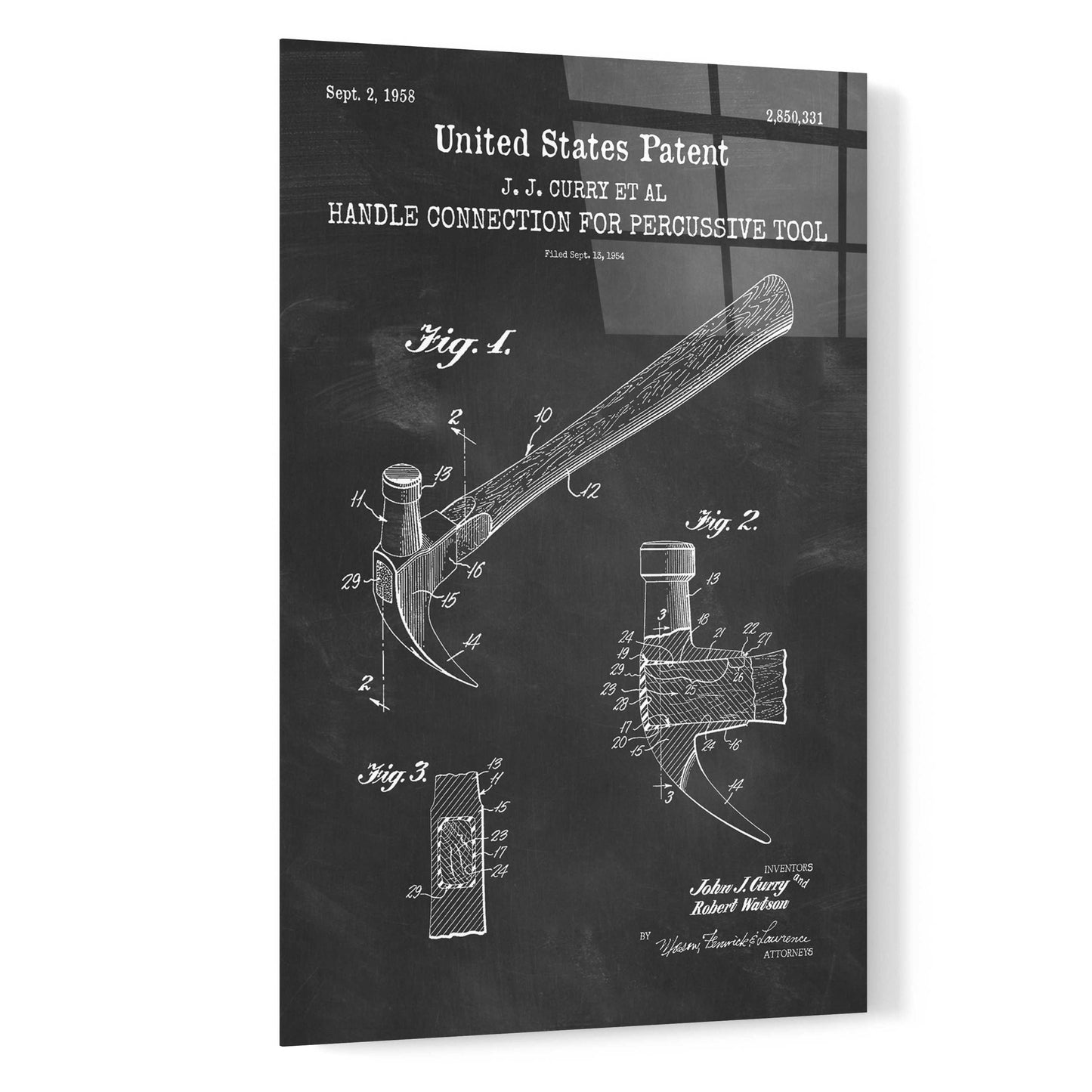 Epic Art 'Hammer Blueprint Patent Chalkboard,' Acrylic Glass Wall Art,16x24