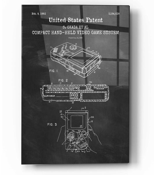 Epic Art 'Hand-held Game System Blueprint Patent Chalkboard,' Acrylic Glass Wall Art