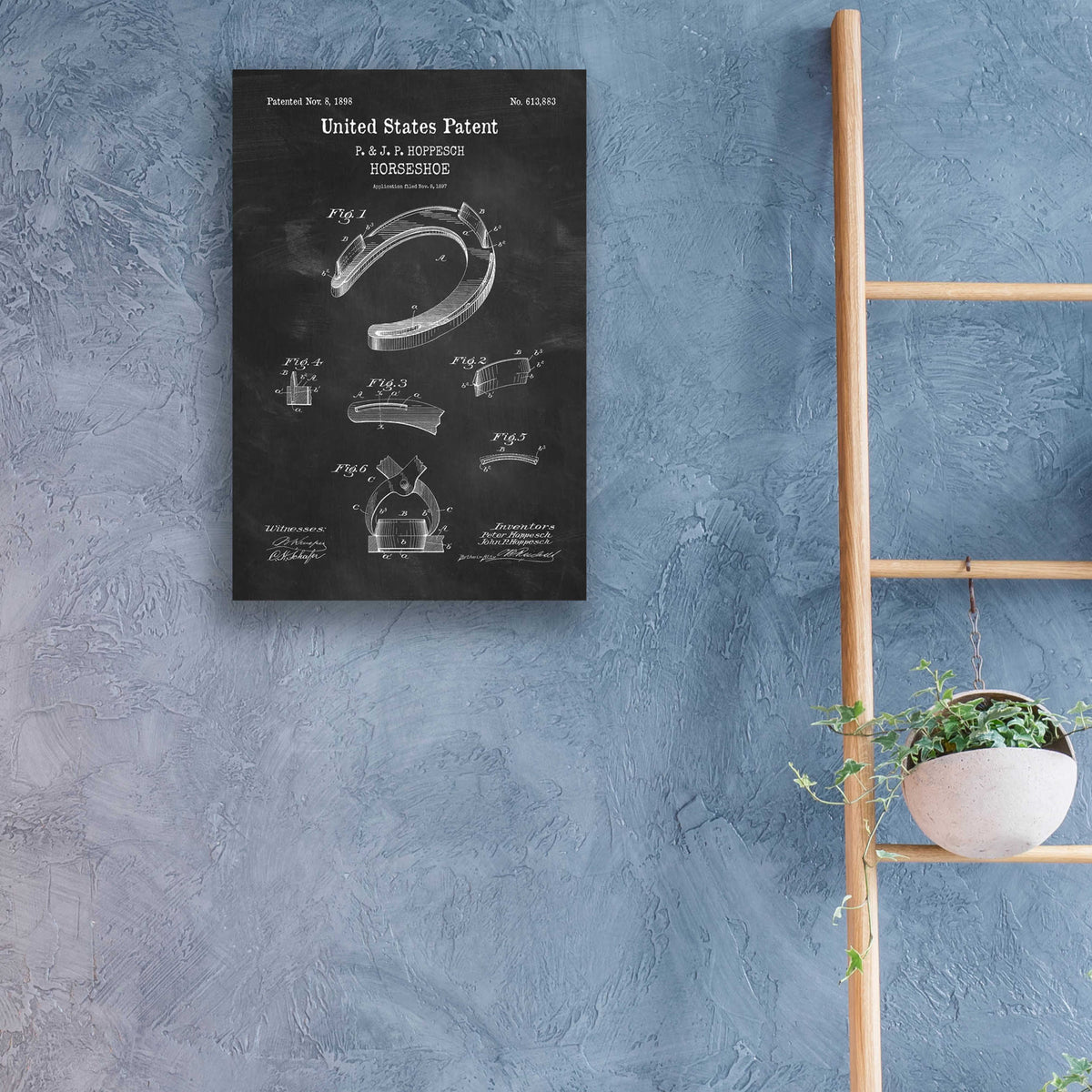 Epic Art 'Horseshoe Blueprint Patent Chalkboard,' Acrylic Glass Wall Art,16x24