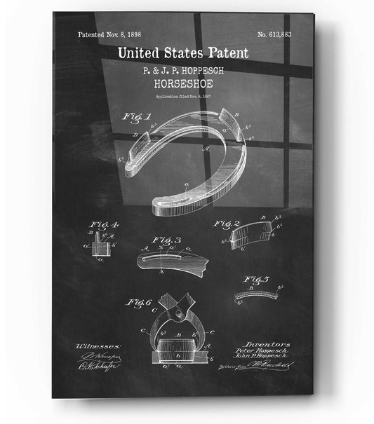 Epic Art 'Horseshoe Blueprint Patent Chalkboard,' Acrylic Glass Wall Art