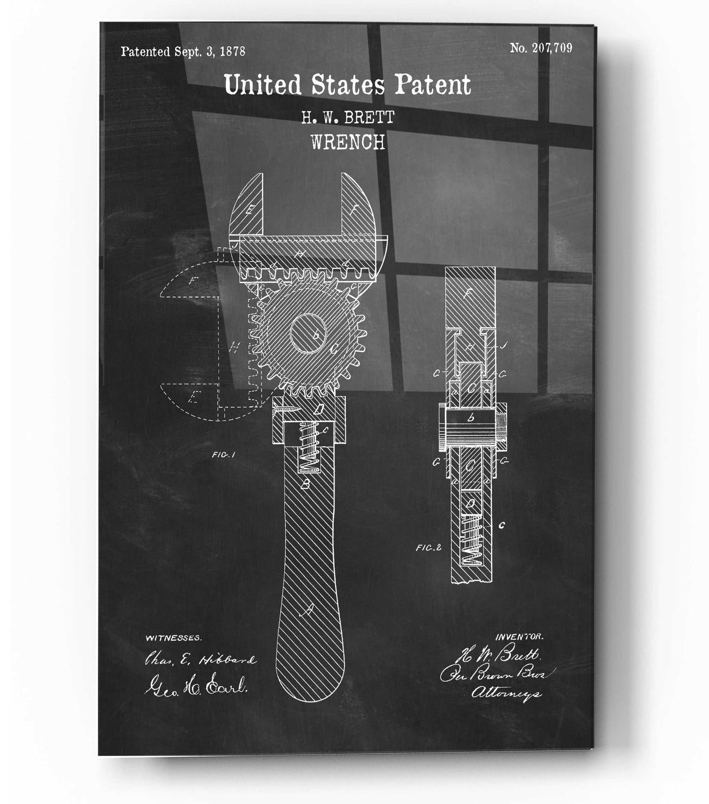 Epic Art 'Wrench Blueprint Patent Chalkboard,' Acrylic Glass Wall Art,12x16