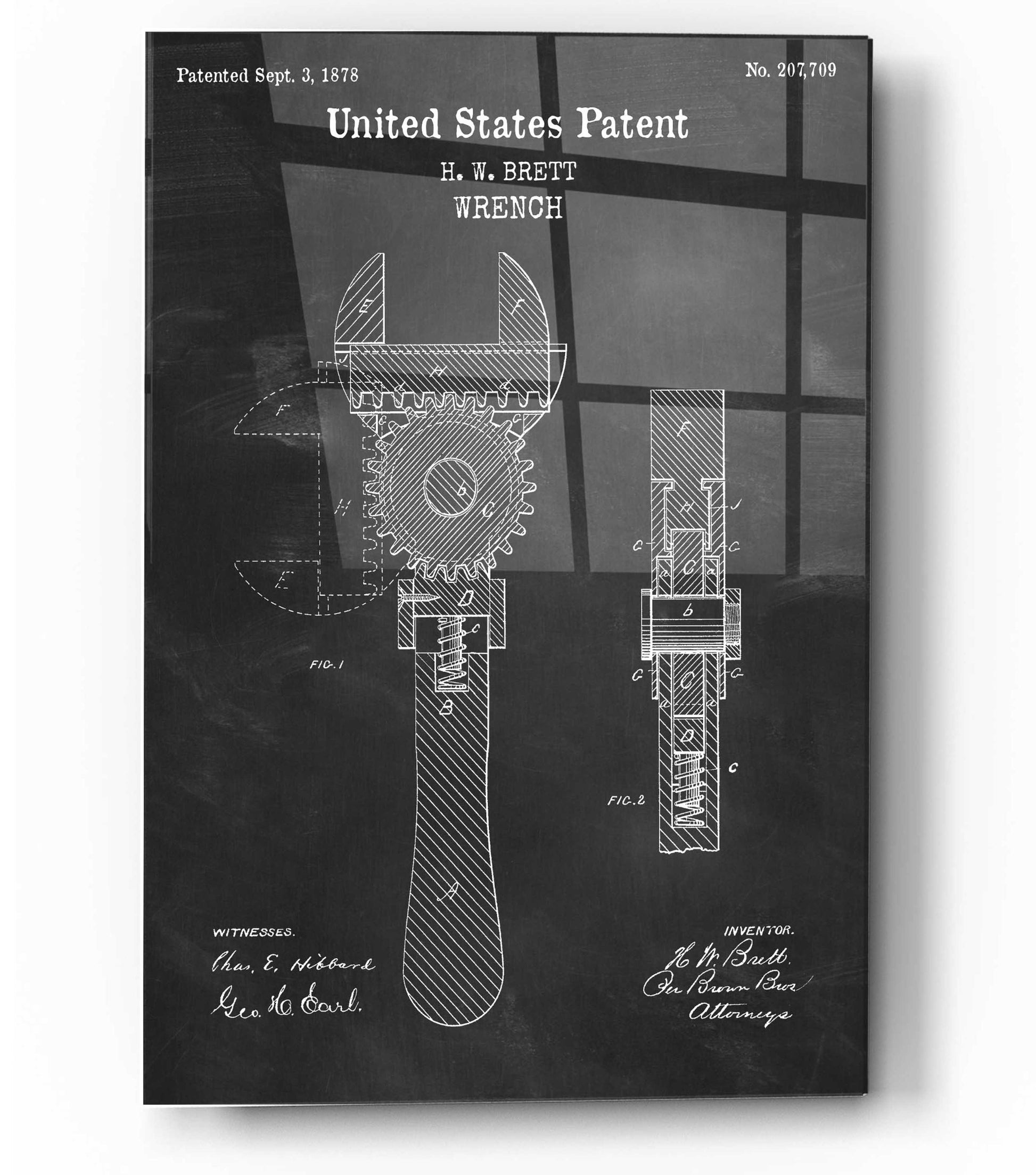 Epic Art 'Wrench Blueprint Patent Chalkboard,' Acrylic Glass Wall Art,12x16
