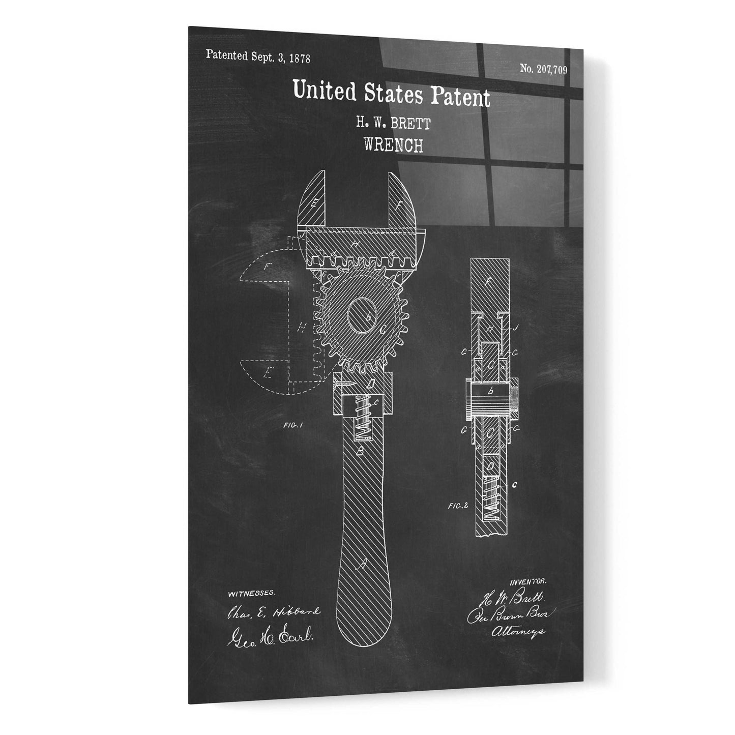 Epic Art 'Wrench Blueprint Patent Chalkboard,' Acrylic Glass Wall Art,16x24