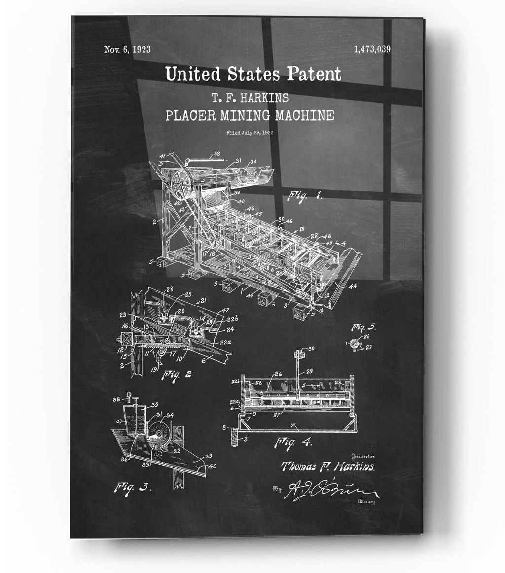Epic Art 'Mining Machine Blueprint Patent Chalkboard,' Acrylic Glass Wall Art