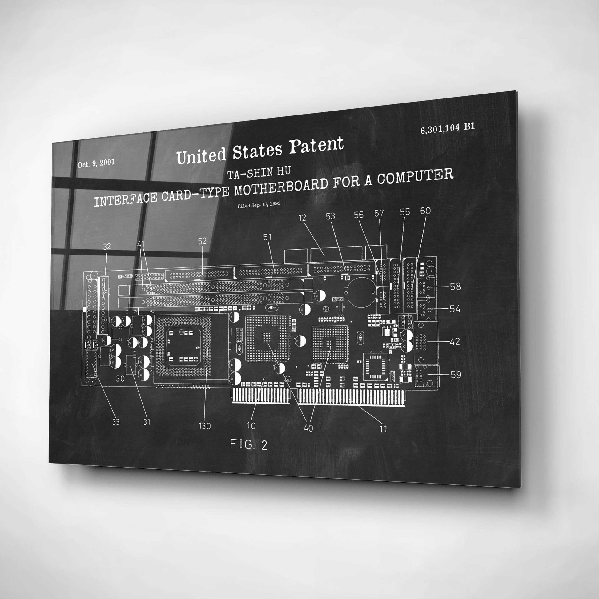 Epic Art 'Computer Motherboard Blueprint Patent Chalkboard,' Acrylic Glass Wall Art,16x12