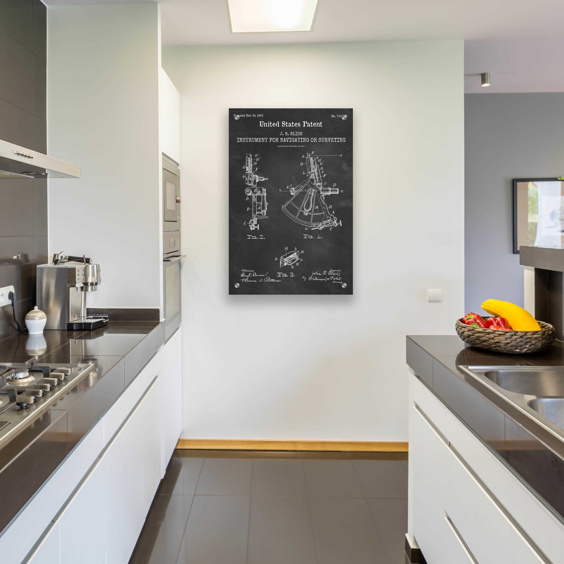 Epic Art 'Navigation Blueprint Patent Chalkboard,' Acrylic Glass Wall Art,24x36