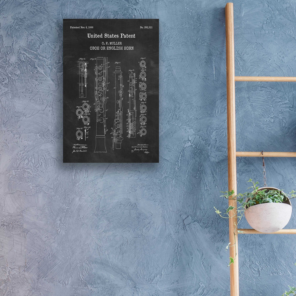 Epic Art 'Oboe Blueprint Patent Chalkboard,' Acrylic Glass Wall Art,16x24