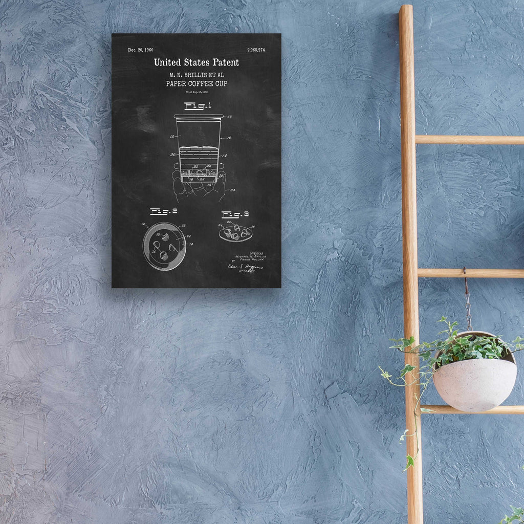 Epic Art 'Paper Coffee cup Blueprint Patent Chalkboard,' Acrylic Glass Wall Art,16x24